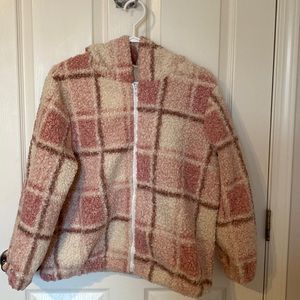 SHEIN CURVE Sherpa zip up bomber jacket